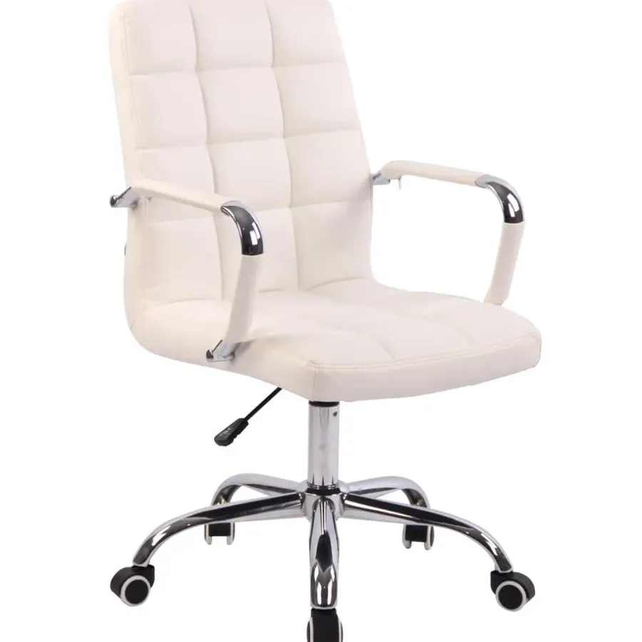 CLP Bureaustoel Deli chroom Frame - Kunstleer - wit