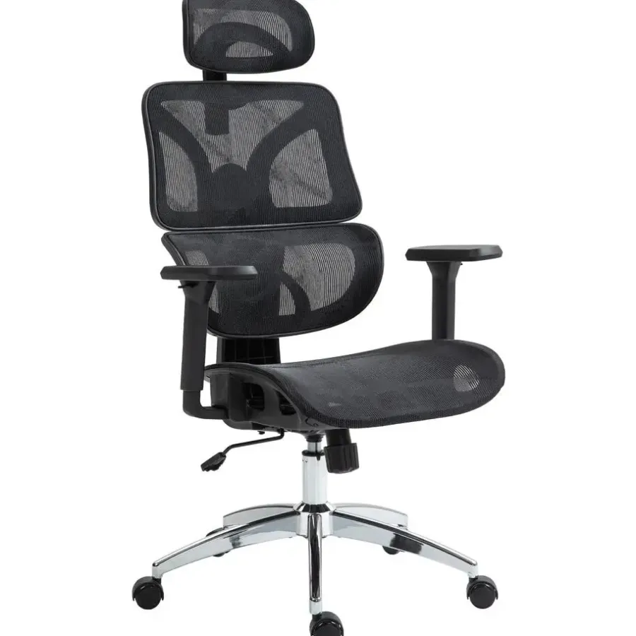 CLP Bureaustoel Deshler chroom Frame - Netweefsel - zwart