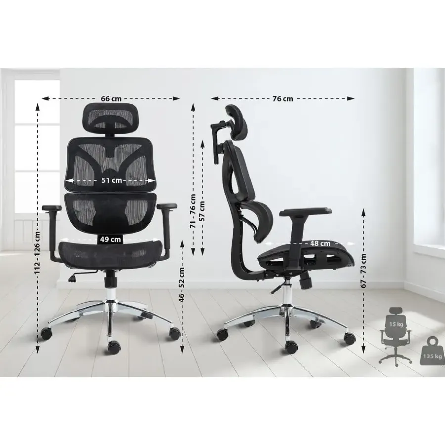 CLP Bureaustoel Deshler chroom Frame - Netweefsel - zwart