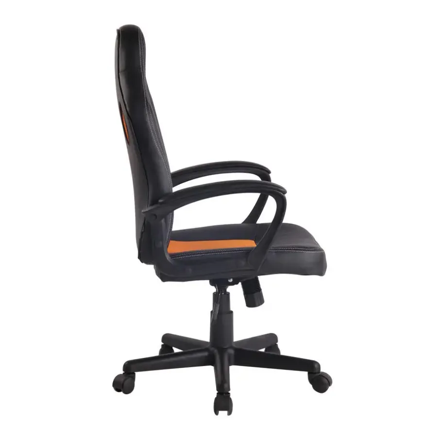 Gamestoelen-CLP Bureaustoel Elbing zwart Frame - Kunstleer - zwart/oranje