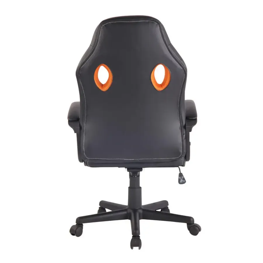 Gamestoelen-CLP Bureaustoel Elbing zwart Frame - Kunstleer - zwart/oranje
