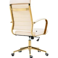 Bureaustoelen|Bureaustoelen-CLP Bureaustoel Havanna goud Frame - Kunstleer - creme