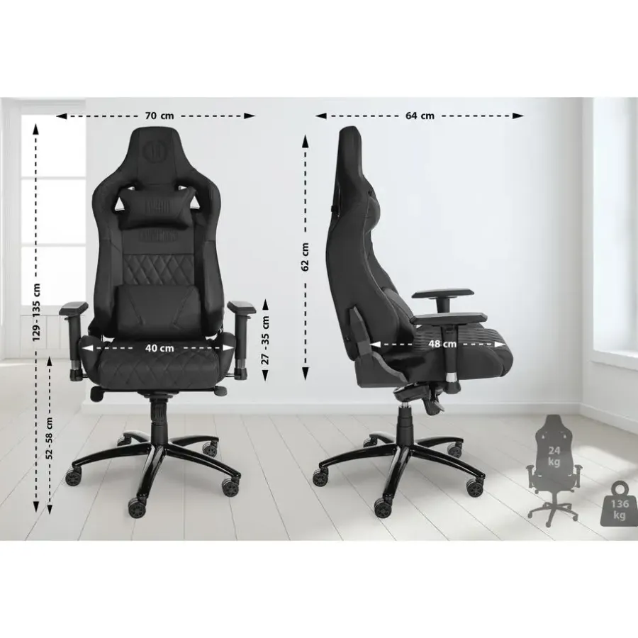 Gamestoelen-CLP Bureaustoel Keren zwart Frame - Echt leer - zwart