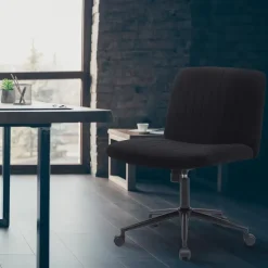 Bureaustoelen|Bureaustoelen-CLP Bureaustoel Kingman zwart Frame - Stof - zwart