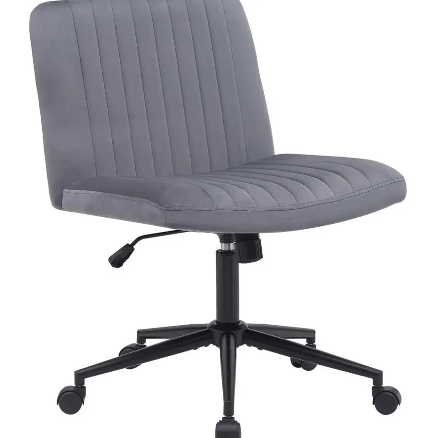 Bureaustoelen|Bureaustoelen-CLP Bureaustoel Kingman zwart Frame - Fluweel - donkergrijs