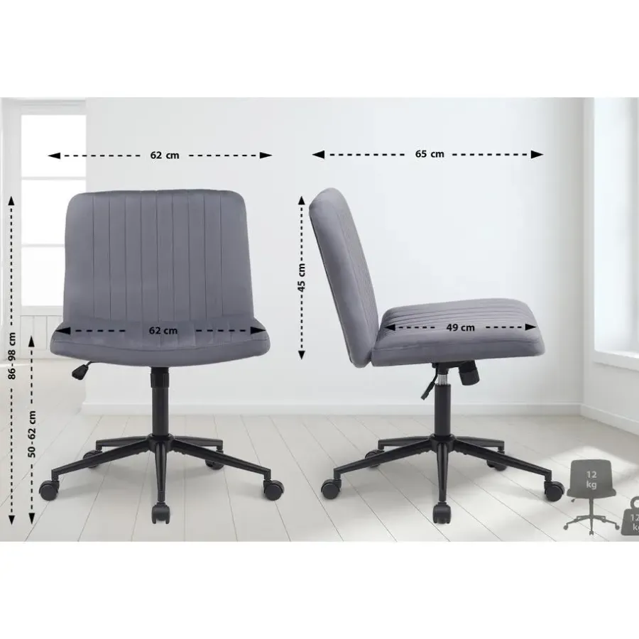 Bureaustoelen|Bureaustoelen-CLP Bureaustoel Kingman zwart Frame - Fluweel - donkergrijs