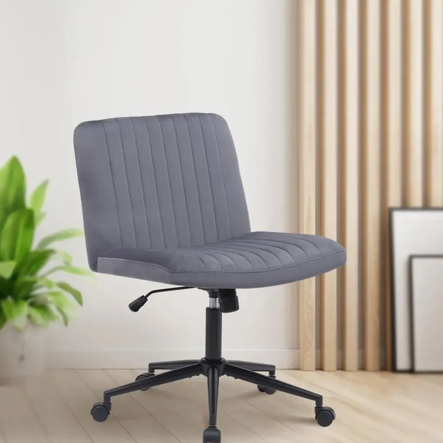 Bureaustoelen|Bureaustoelen-CLP Bureaustoel Kingman zwart Frame - Fluweel - donkergrijs