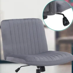 Bureaustoelen|Bureaustoelen-CLP Bureaustoel Kingman zwart Frame - Fluweel - donkergrijs
