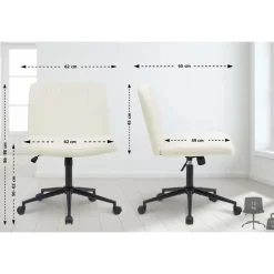CLP Bureaustoel Kingman zwart Frame - Fluweel - creme