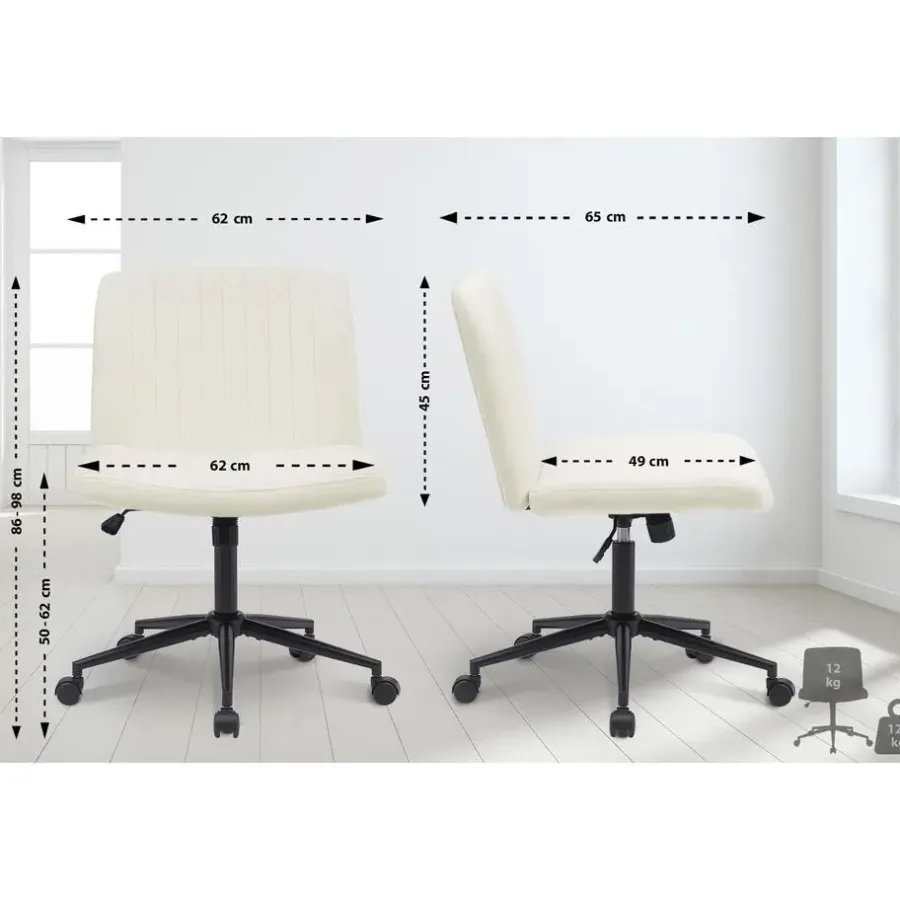 CLP Bureaustoel Kingman zwart Frame - Fluweel - creme