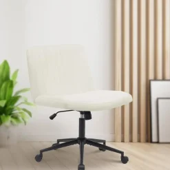 CLP Bureaustoel Kingman zwart Frame - Fluweel - creme