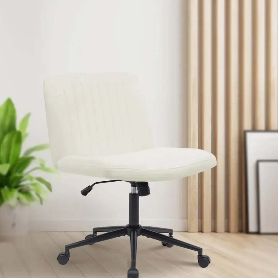 CLP Bureaustoel Kingman zwart Frame - Fluweel - creme