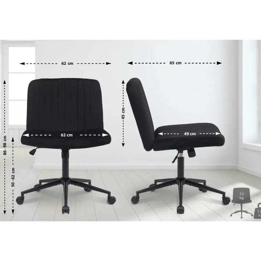 CLP Bureaustoel Kingman zwart Frame - Fluweel - zwart
