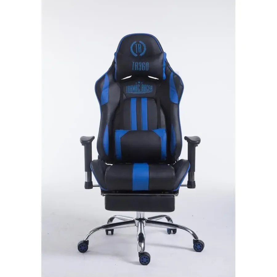 Gamestoelen-CLP Bureaustoel Limit zwart Frame - Kunstleer - zwart/blauw
