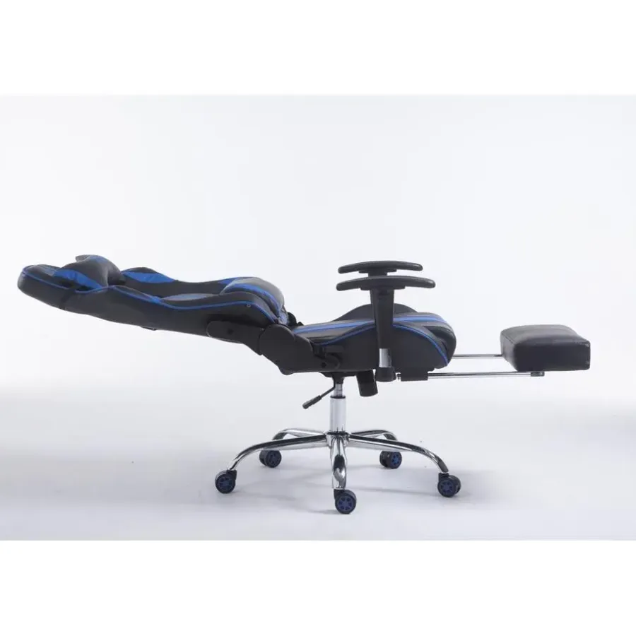 Gamestoelen-CLP Bureaustoel Limit zwart Frame - Kunstleer - zwart/blauw