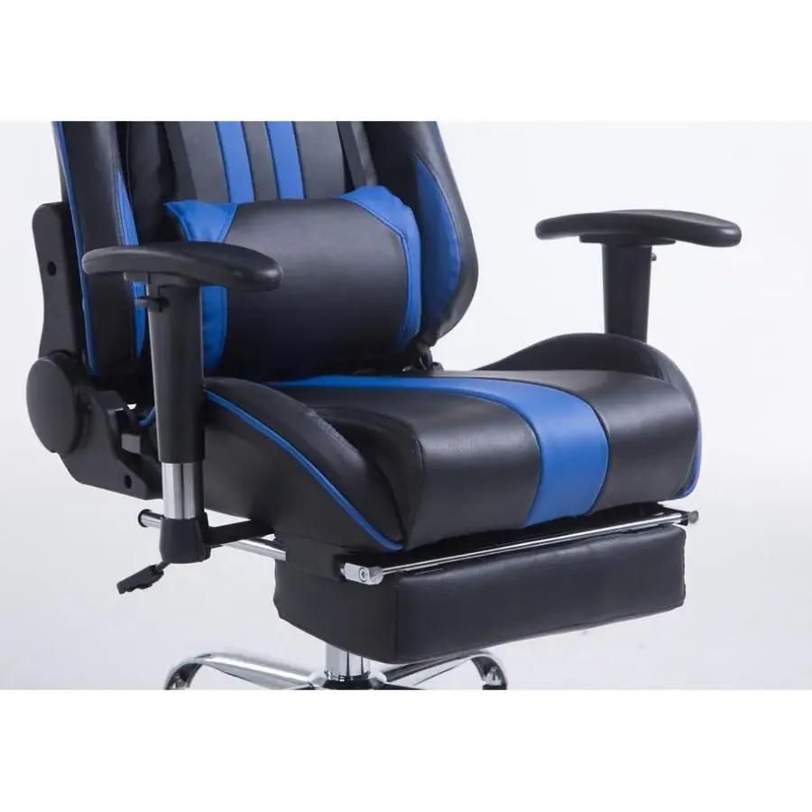 Gamestoelen-CLP Bureaustoel Limit zwart Frame - Kunstleer - zwart/blauw