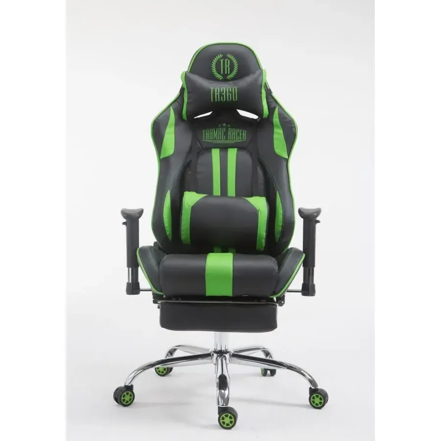 Gamestoelen-CLP Bureaustoel Limit zwart Frame - Kunstleer - zwart/groen