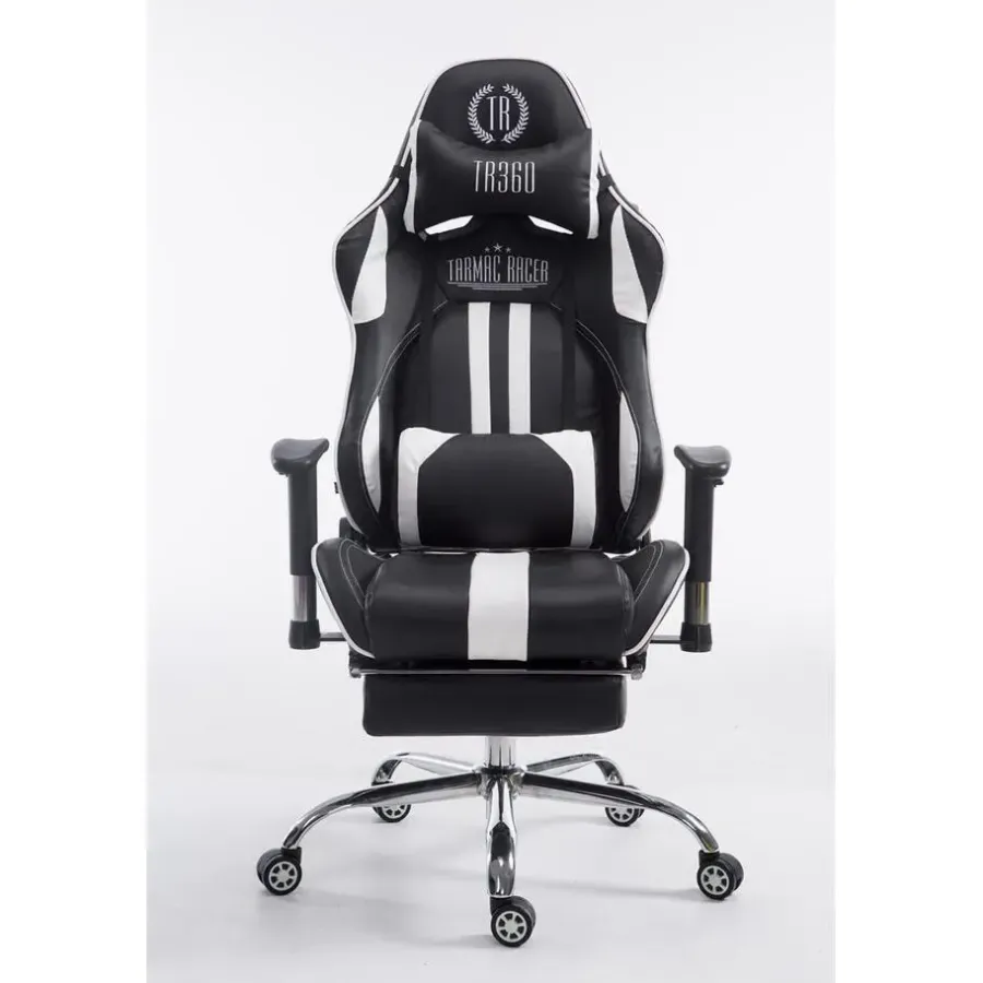 Gamestoelen-CLP Bureaustoel Limit zwart Frame - Kunstleer - zwart/wit