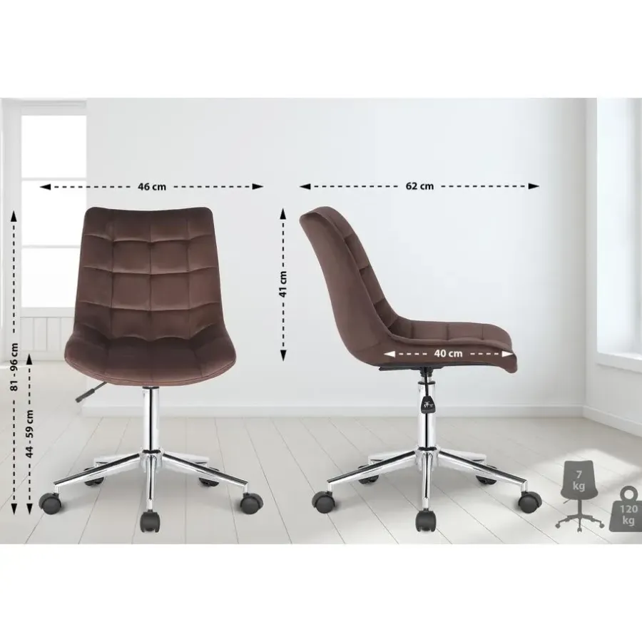 Bureaustoelen|Bureaustoelen-CLP Bureaustoel Medford Fluweel - bruin