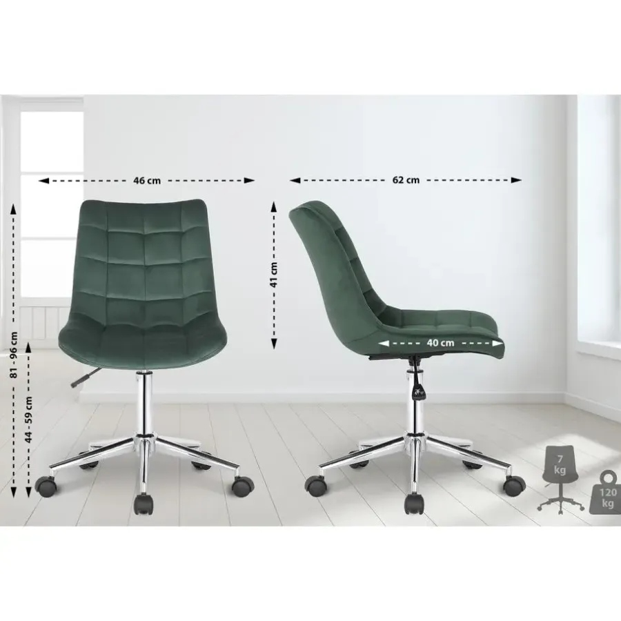 Bureaustoelen|Bureaustoelen-CLP Bureaustoel Medford Fluweel - groen