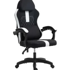 Gamestoelen-CLP Bureaustoel Miltona zwart Frame - Stof - zwart/wit