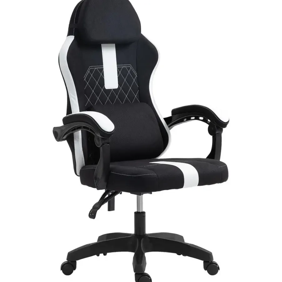 Gamestoelen-CLP Bureaustoel Miltona zwart Frame - Stof - zwart/wit