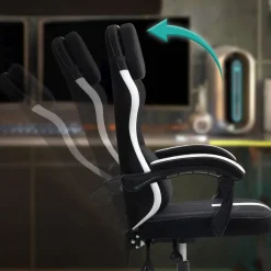 Gamestoelen-CLP Bureaustoel Miltona zwart Frame - Stof - zwart/wit