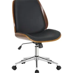 CLP Bureaustoel Mitch chroom Frame - Kunstleer (PVC) - walnoot/zwart