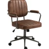 Bureaustoelen|Bureaustoelen-CLP Bureaustoel Natrona zwart Frame - Kunstleer - cognac