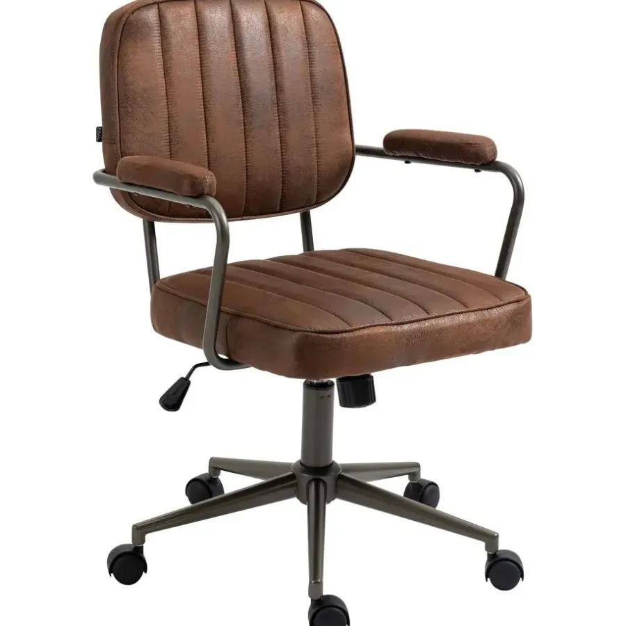 Bureaustoelen|Bureaustoelen-CLP Bureaustoel Natrona zwart Frame - Kunstleer - cognac
