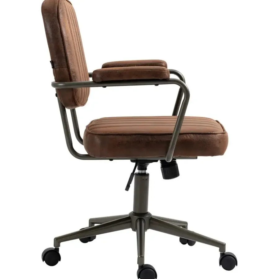 Bureaustoelen|Bureaustoelen-CLP Bureaustoel Natrona zwart Frame - Kunstleer - cognac