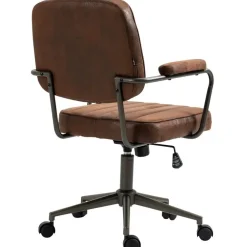 Bureaustoelen|Bureaustoelen-CLP Bureaustoel Natrona zwart Frame - Kunstleer - cognac