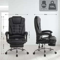 CLP Bureaustoel Oxygen chroom Frame - Kunstleer - zwart