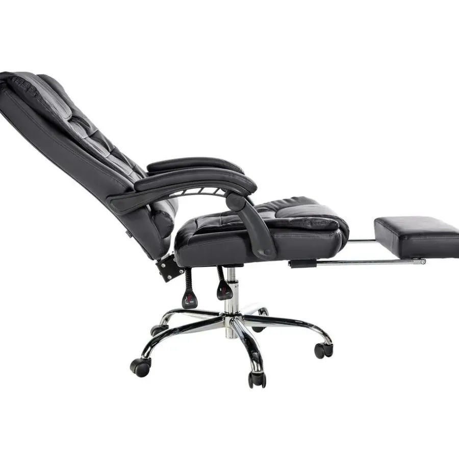 CLP Bureaustoel Oxygen chroom Frame - Kunstleer - zwart