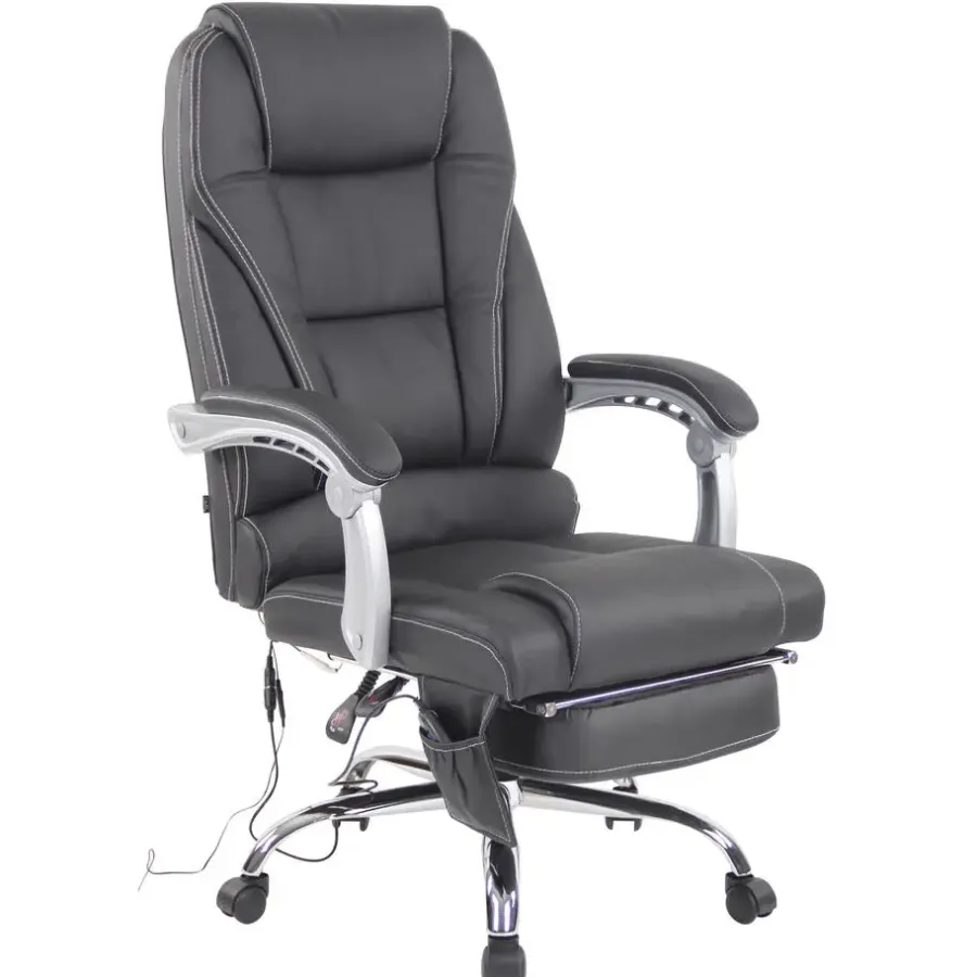 Bureaustoelen|Bureaustoelen-CLP Bureaustoel Pacific chroom Frame - Echt leer - zwart