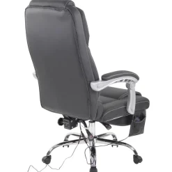 Bureaustoelen|Bureaustoelen-CLP Bureaustoel Pacific chroom Frame - Echt leer - zwart