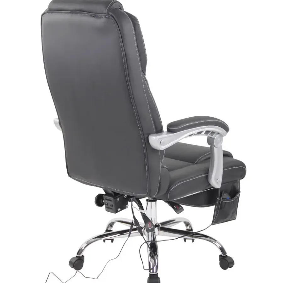 Bureaustoelen|Bureaustoelen-CLP Bureaustoel Pacific chroom Frame - Echt leer - zwart