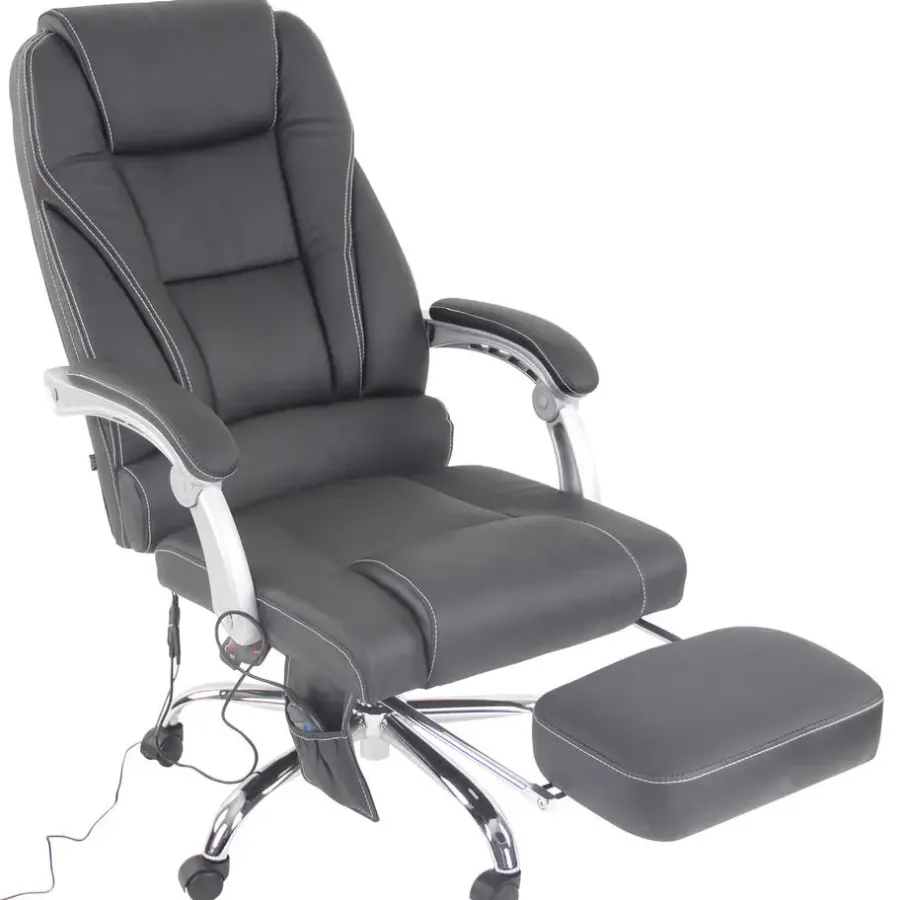 Bureaustoelen|Bureaustoelen-CLP Bureaustoel Pacific chroom Frame - Echt leer - zwart