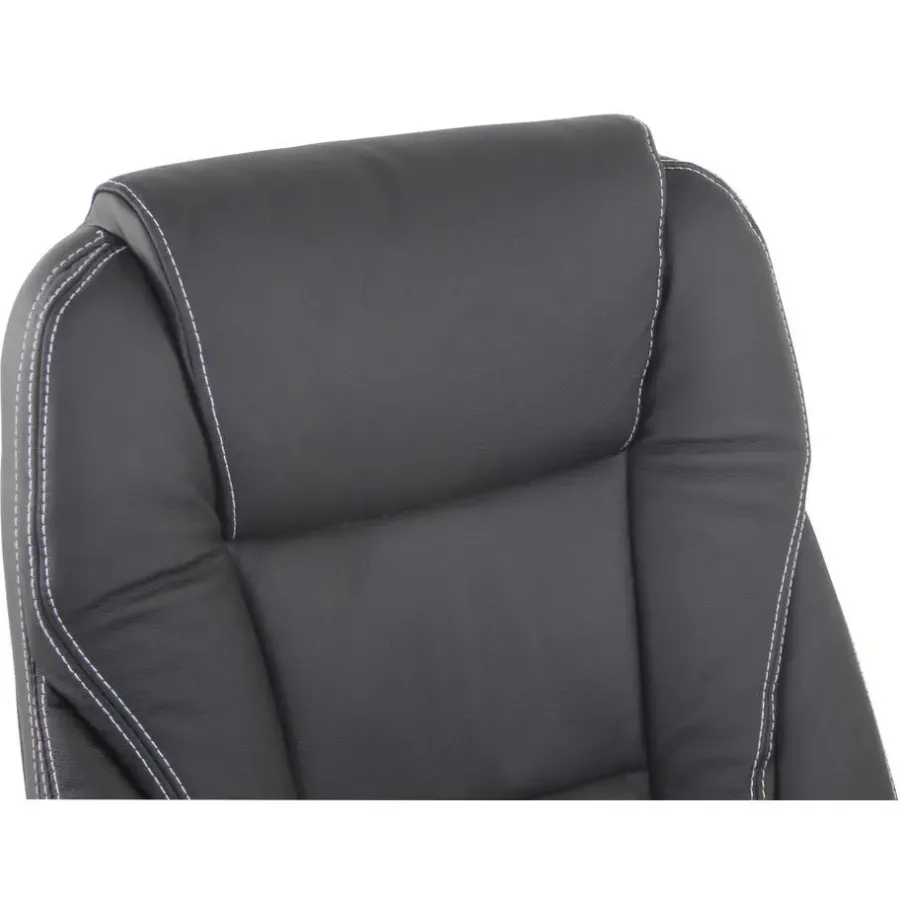 Bureaustoelen|Bureaustoelen-CLP Bureaustoel Pacific chroom Frame - Echt leer - zwart