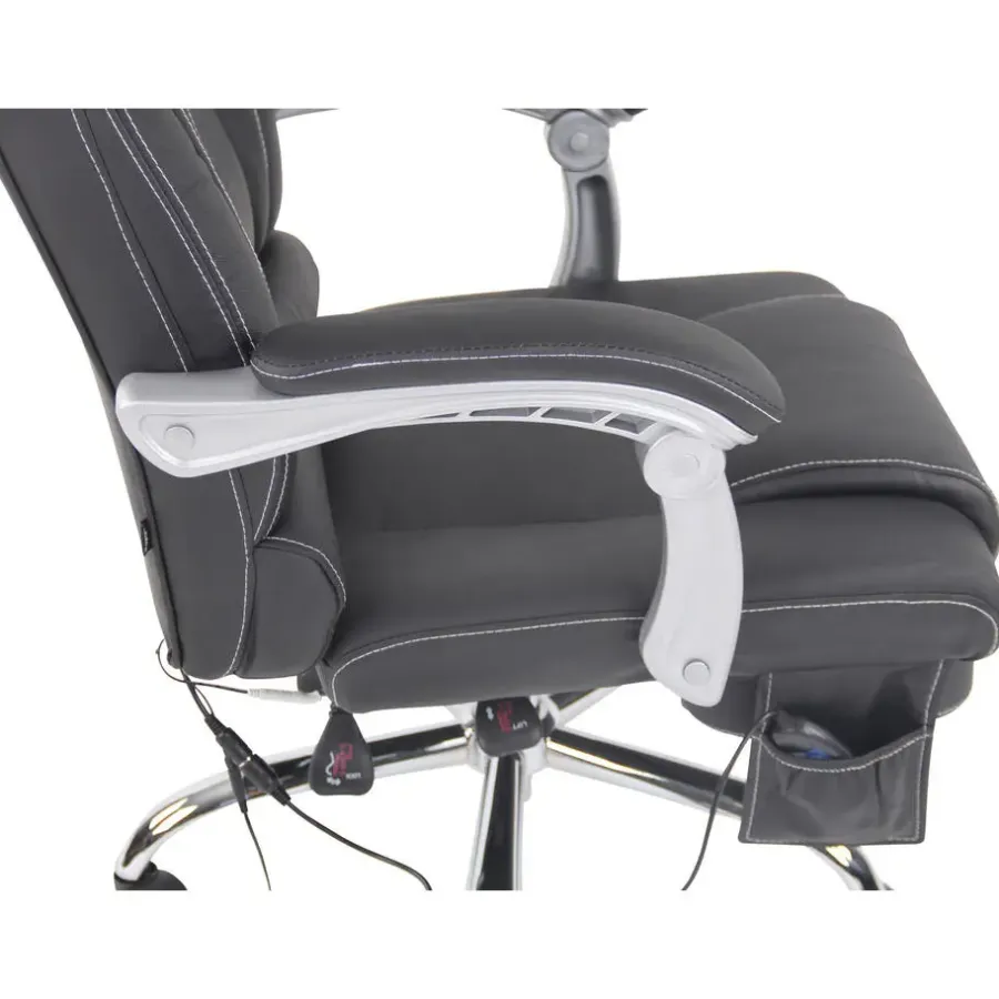 Bureaustoelen|Bureaustoelen-CLP Bureaustoel Pacific chroom Frame - Echt leer - zwart