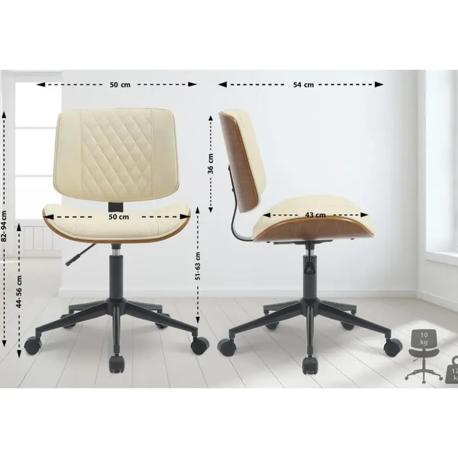 Bureaustoelen|Bureaustoelen-CLP Bureaustoel Plover zwart Frame - Hout - walnoot/creme