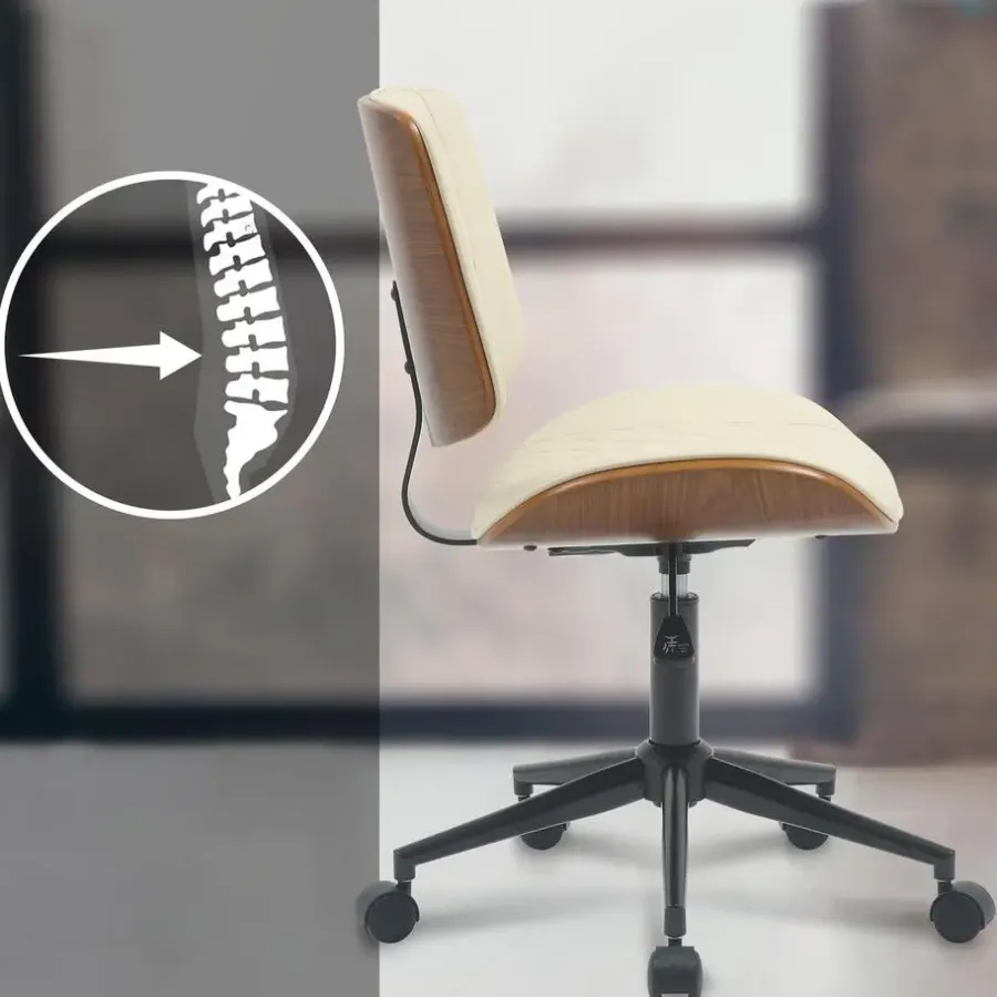 Bureaustoelen|Bureaustoelen-CLP Bureaustoel Plover zwart Frame - Hout - walnoot/creme