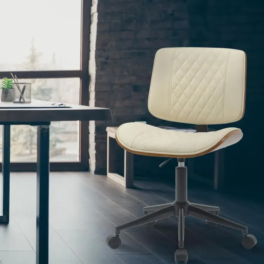 Bureaustoelen|Bureaustoelen-CLP Bureaustoel Plover zwart Frame - Hout - walnoot/creme