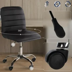 Bureaustoelen|Bureaustoelen-CLP Bureaustoel Redding chroom Frame - Kunstleer - bruin