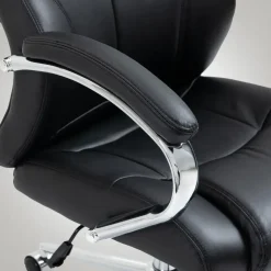 Bureaustoelen|Bureaustoelen-CLP Bureaustoel Salford chroom Frame - Echt leer - zwart