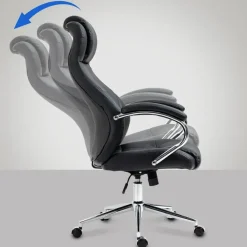 Bureaustoelen|Bureaustoelen-CLP Bureaustoel Salford chroom Frame - Echt leer - zwart