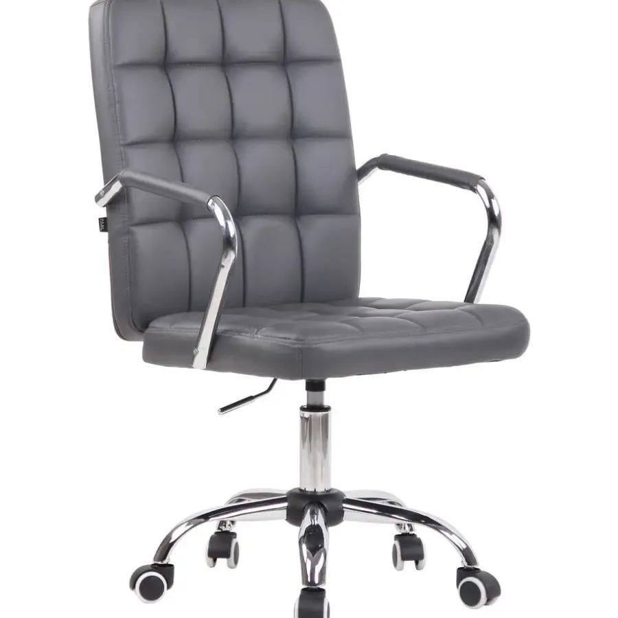 Bureaustoelen|Bureaustoelen-CLP Bureaustoel Terni chroom Frame - Kunstleer - grijs