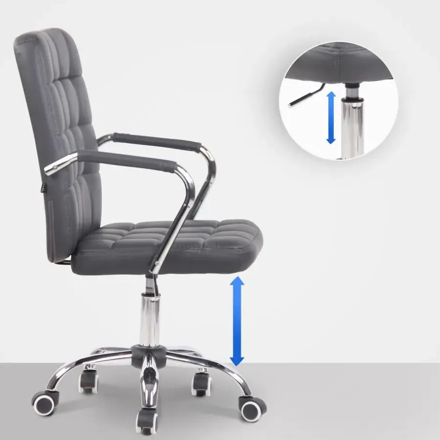 Bureaustoelen|Bureaustoelen-CLP Bureaustoel Terni chroom Frame - Kunstleer - grijs