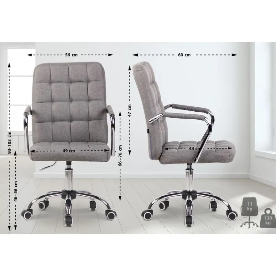 Bureaustoelen|Bureaustoelen-CLP Bureaustoel Terni chroom Frame - Stof - grijs