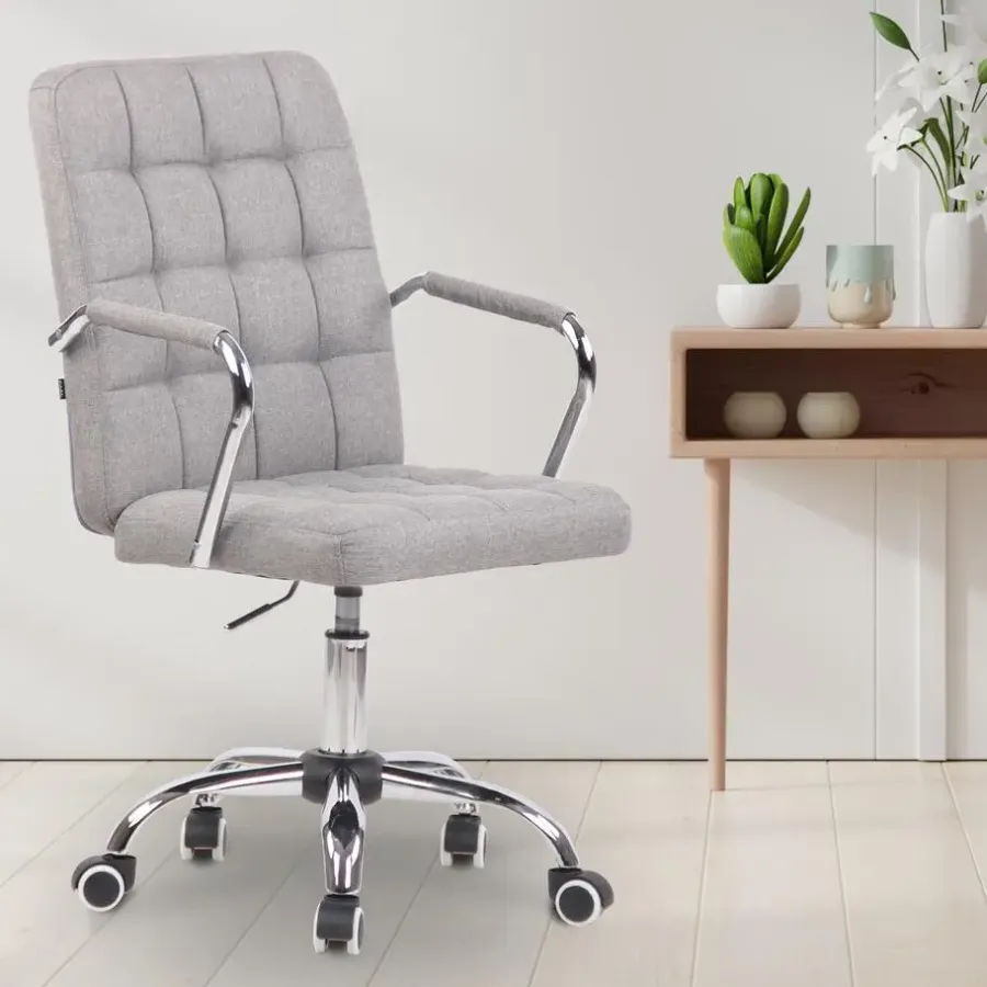 Bureaustoelen|Bureaustoelen-CLP Bureaustoel Terni chroom Frame - Stof - grijs